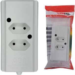 Tomada Barra Interneed 2 Polos Branca 10A. Dupla Tomada Barra Interneed 2 Polos Branca 10A. Dupla