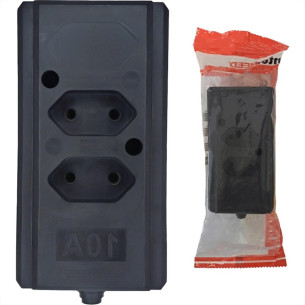 Tomada Barra Interneed 2 Polos Preta 10A. Dupla Tomada Barra Interneed 2 Polos Preta 10A. Dupla