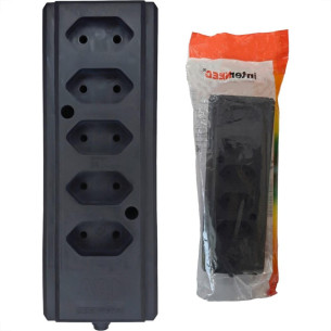 Tomada Barra Interneed 2 Polos Preta 10A. Quintupla Tomada Barra Interneed 2 Polos Preta 10A. Quintupla