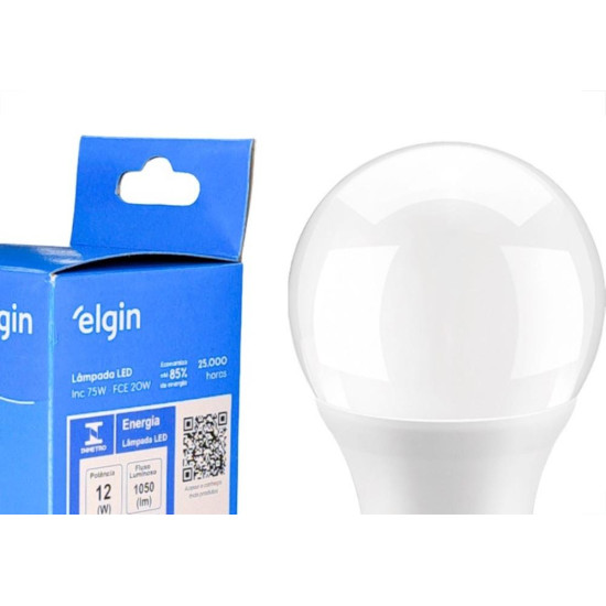 Lampada Led Bulbo Elgin A60 - 12W. 6500K. Lampada Led Bulbo Elgin A60 - 12W. 6500K.