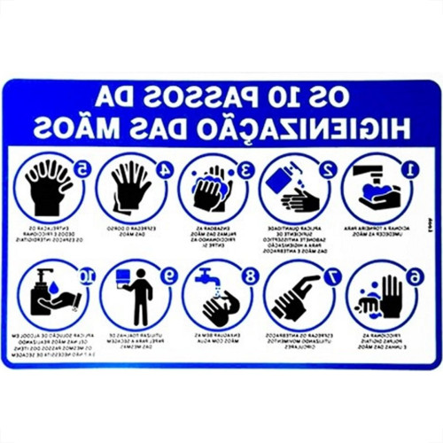 Placa Look 20X30Cm (10 Passos Para Higienizacao) - Kit C/5 Pecas Placa Look 20X30Cm (10 Passos Para Higienizacao) - Kit C/5 Pecas
