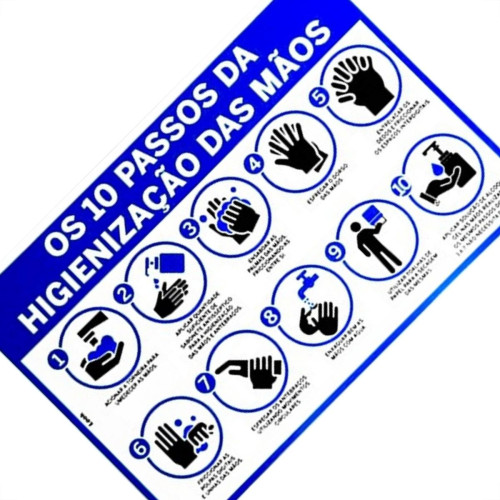 Placa Look 20X30Cm (10 Passos Para Higienizacao) - Kit C/5 Pecas Placa Look 20X30Cm (10 Passos Para Higienizacao) - Kit C/5 Pecas