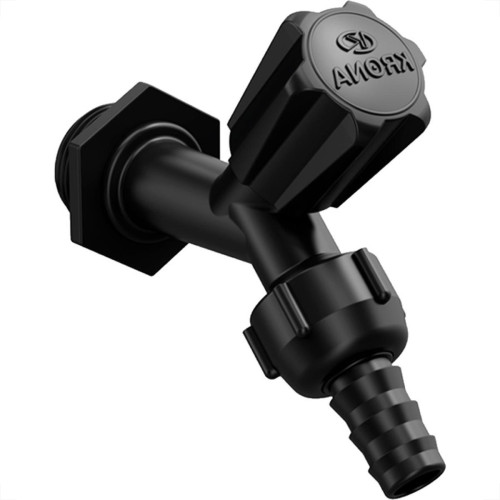 Torneira Jardim Abs Krona Slim - 1/2'' E 3/4'' Preta - Kit C/12 Pecas