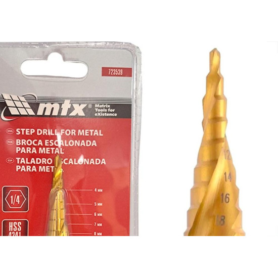 Broca Escalonada Mtx Profissional Espiral 4 A 12Mm Broca Escalonada Mtx Profissional Espiral 4 A 12Mm