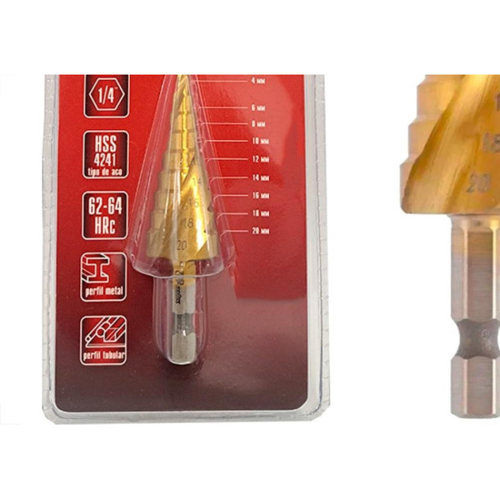 Broca Escalonada Mtx Profissional Espiral 4 A 20Mm Broca Escalonada Mtx Profissional Espiral 4 A 20Mm