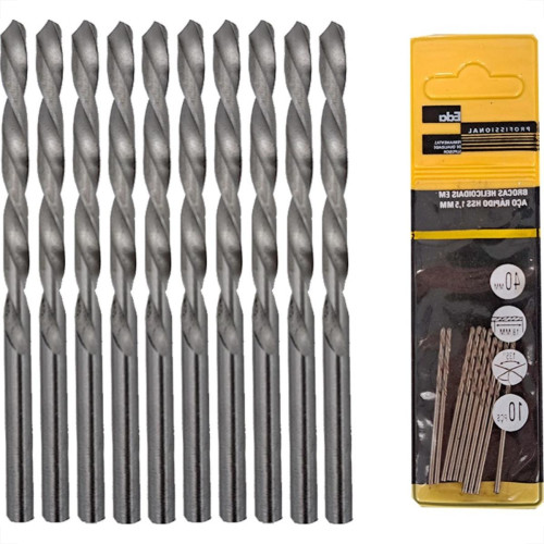Broca Aco Rapido Eda 1,5Mm - 0Bp - Kit C/10 Pecas Broca Aco Rapido Eda 1,5Mm - 0Bp - Kit C/10 Pecas
