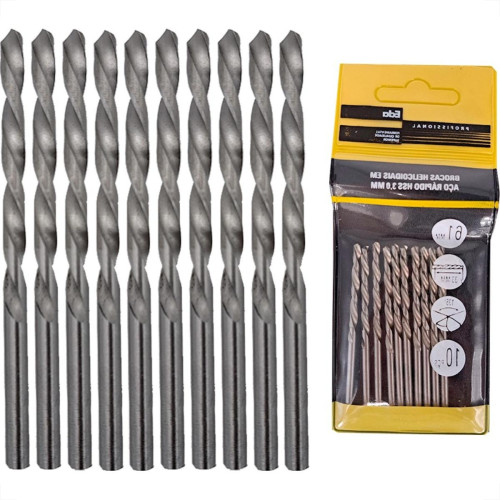 Broca Aco Rapido Eda 3,0Mm - 0Bs - Kit C/10 Pecas Broca Aco Rapido Eda 3,0Mm - 0Bs - Kit C/10 Pecas