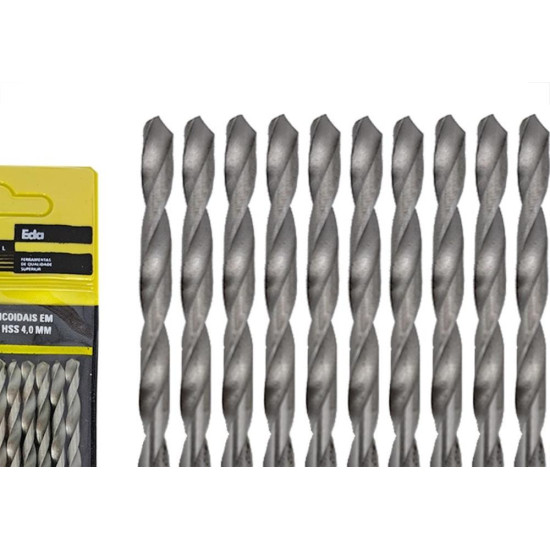 Broca Aco Rapido Eda 4,0Mm - 0Bu - Kit C/10 Pecas Broca Aco Rapido Eda 4,0Mm - 0Bu - Kit C/10 Pecas