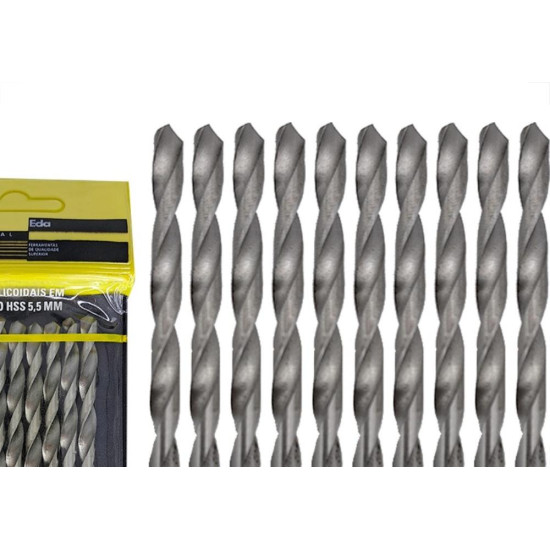 Broca Aco Rapido Eda 5,5Mm - 0Bx - Kit C/10 Pecas