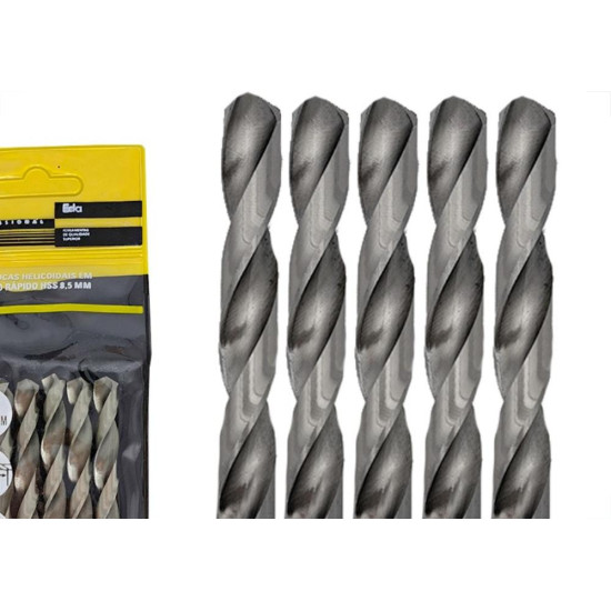 Broca Aco Rapido Eda 8,5Mm - 0Cd - Kit C/5 Pecas Broca Aco Rapido Eda 8,5Mm - 0Cd - Kit C/5 Pecas