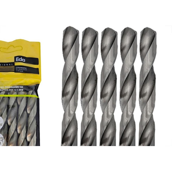 Broca Aco Rapido Eda 12,5Mm - 0Cl - Kit C/5 Pecas Broca Aco Rapido Eda 12,5Mm - 0Cl - Kit C/5 Pecas