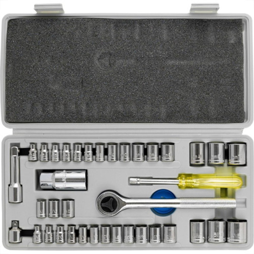 Kit Jogo Soquete Eda 1/4'' Com Catraca 40 Pecas - 3Fw Kit Jogo Soquete Eda 1/4'' Com Catraca 40 Pecas - 3Fw