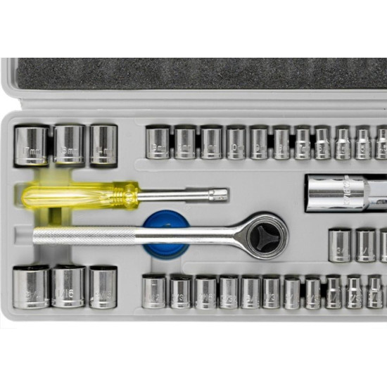 Kit Jogo Soquete Eda 1/4'' Com Catraca 40 Pecas - 3Fw Kit Jogo Soquete Eda 1/4'' Com Catraca 40 Pecas - 3Fw