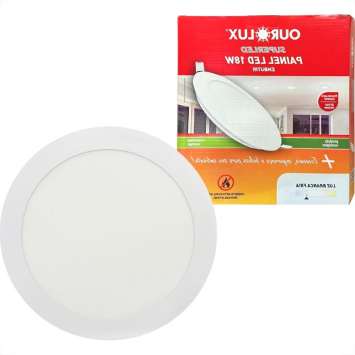 Plafon Led Embutir Ourolux Redondo 18W. 1080Lm. 6500K. Bivolt Branco