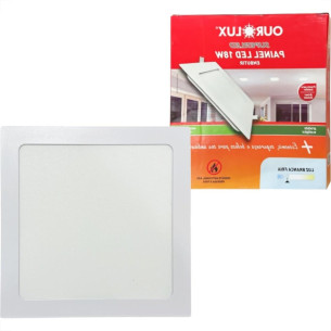 Plafon Led Embutir Ourolux Quadrado 18W. 1080Lm. 6500K. Bivolt Branco