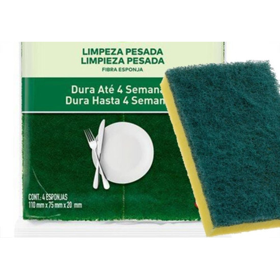 Esponja Scotch Brite Dupla Face Multiuso Com 4 Pecas