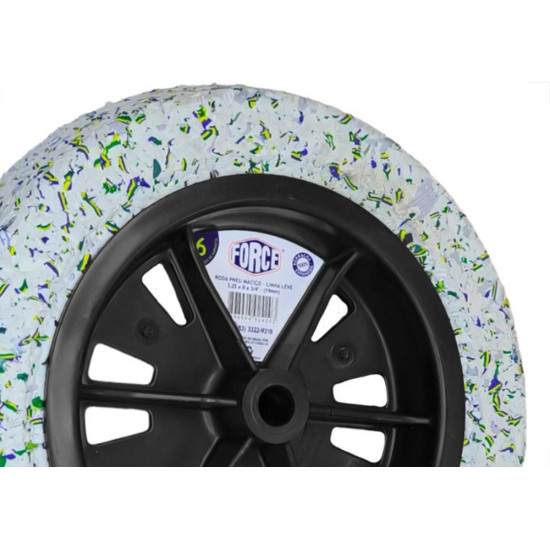 Roda Pneu Macico Force 3,25X8X 3/4'' - Eixo 19Mm - 109 Roda Pneu Macico Force 3,25X8X 3/4'' - Eixo 19Mm - 109