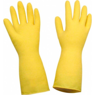Luva Borracha Sanro Forrada Antiderrapante Light Amarela Xg - Kit C/10 Pecas