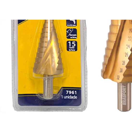 Broca Escalonada Brasfort 4 A 32Mm - 15 Etapas - 7961