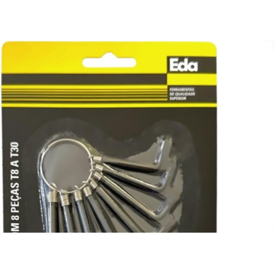 Chave Torx Eda Com 8 Pecas Argola T8 A T30 - 6Oc