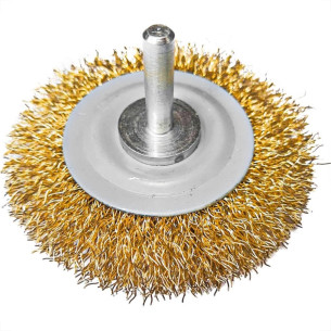 Escova De Aco Circular Mil Kits Aco Latonado Para Furadeira 3'' X1/2'' Com Haste - M29