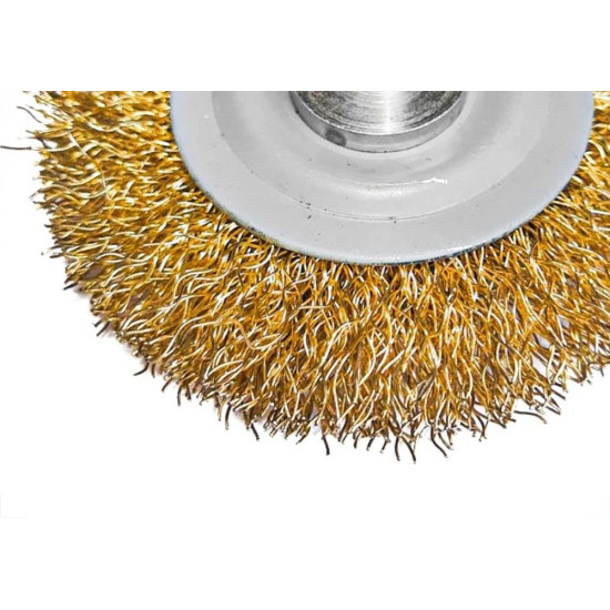 Escova De Aco Circular Mil Kits Aco Latonado Para Furadeira 3'' X1/2'' Com Haste - M29