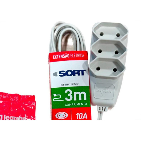 Extensao Daneva Sort 2 Polos Paralela 0,75Mm Cinza - 3M - 1513