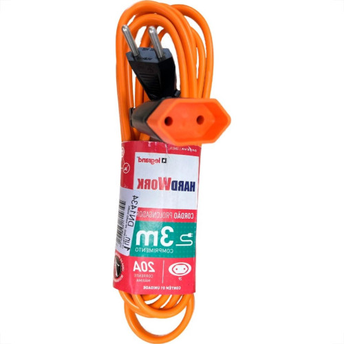 Extensao Daneva Pp Hard Work 2 Polos 20A. 2,5Mm Laranja - 3M