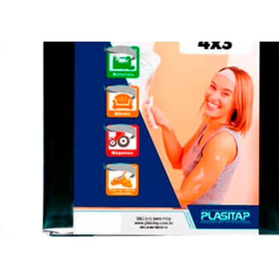 Lona Plastica Plasitap Preta 4X 3Mt