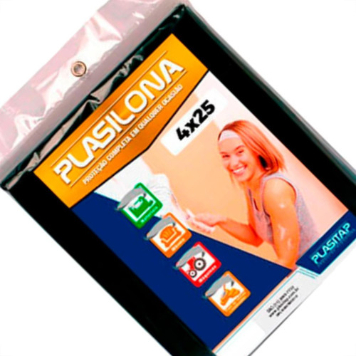 Lona Plastica Plasitap Preta 4X25Mt