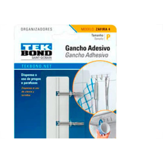 Gancho Tek Zafira Branco/Metal P Gancho Tek Zafira Branco/Metal P