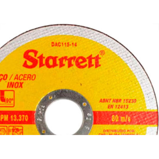 Disco Starrett Inox 4.1/2X1,0X7/8'' - Kit C/12 PC Disco Starrett Inox 4.1/2X1,0X7/8'' - Kit C/12 PC