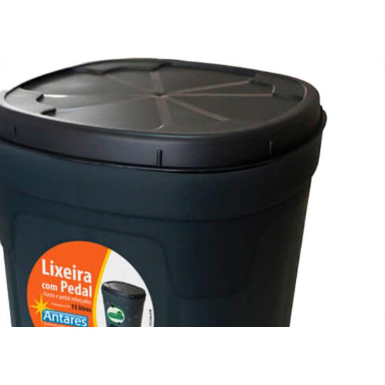 Lixeira C/Ped.Antares 15Lt Preta Lixeira C/Ped.Antares 15Lt Preta