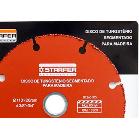 Disco Starfer Tungst. P/Madeira 110Mm Disco Starfer Tungst. P/Madeira 110Mm