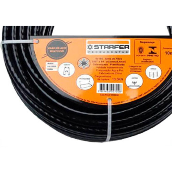 Cabo Aco Starf Pvc Pto 1/8X3/16 10M Cabo Aco Starf Pvc Pto 1/8X3/16 10M