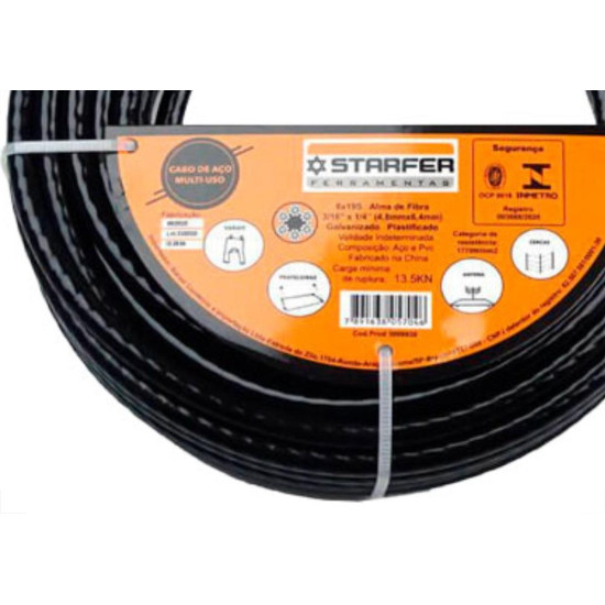 Cabo Aco Starf Pvc Pto 1/8X3/16 25M Cabo Aco Starf Pvc Pto 1/8X3/16 25M