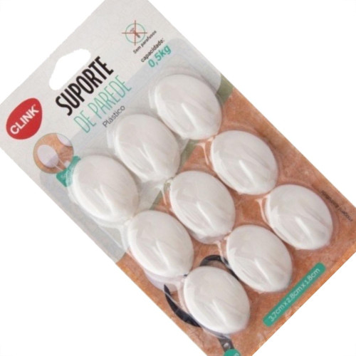 Kit 9 Ganchos Plastico 3,5X2X1,5Cm