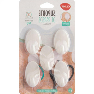 Kit 5 Ganchos Plastico 5X2,5X2Cm