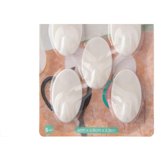 Kit 5 Ganchos Plastico 5X2,5X2Cm