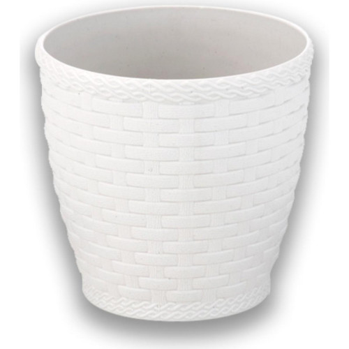 Vaso Rattan Redondo Branco Mini