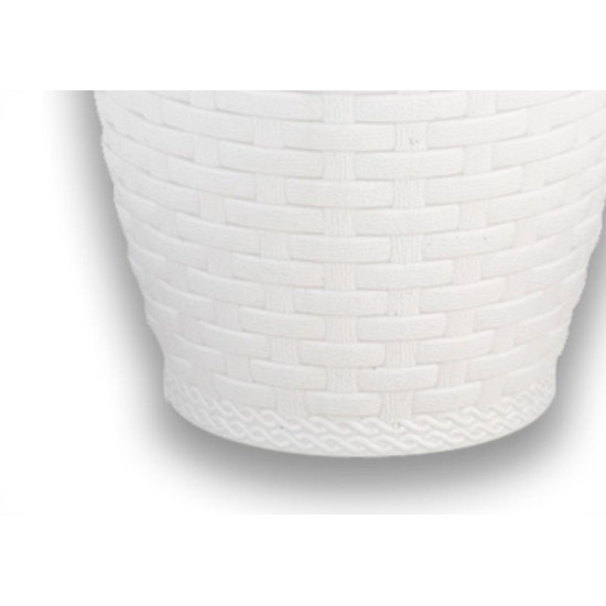 Vaso Rattan Redondo Branco Mini
