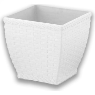 Vaso Cachepo Rattan M3 Quadr.Branco