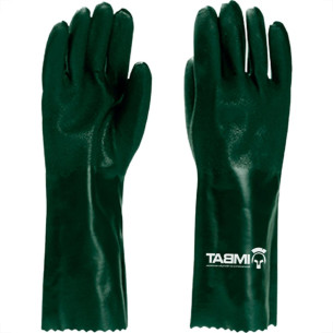 Luva Pvc C/Forro Imbat Verde 36Cm