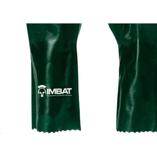 Luva Pvc C/Forro Imbat Verde 36Cm