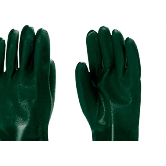 Luva Pvc C/Forro Imbat Verde 36Cm