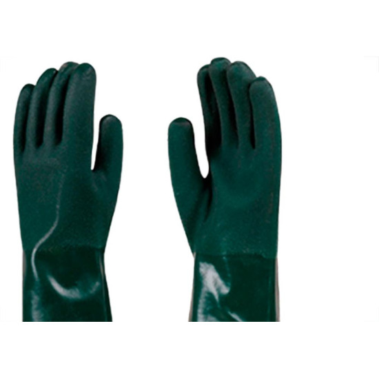 Luva Pvc C/Forro Imbat Verde 46Cm