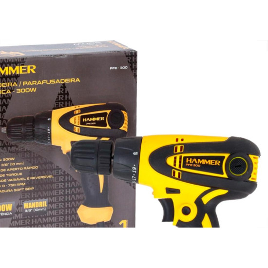 Furadeira/Parafusadeira Hammer 300W 127V Furadeira/Parafusadeira Hammer 300W 127V