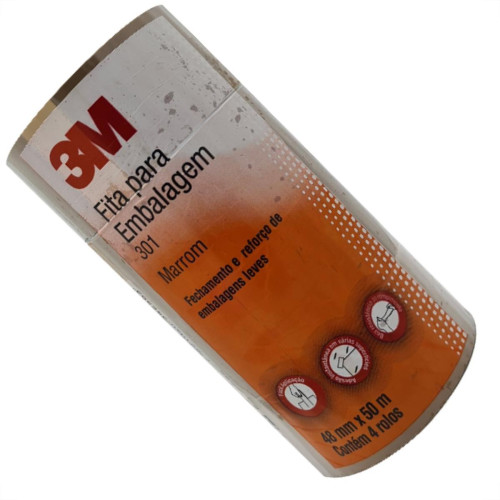 Fita Adesiva P/Embalagem Marrom 3M 48 X 50 - Kit C/4 RL Fita Adesiva P/Embalagem Marrom 3M 48 X 50 - Kit C/4 RL