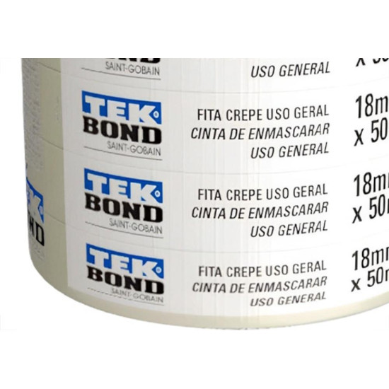 Fita Crepe Tek Bond 18Mm X 50Mt - Kit C/5 RL
