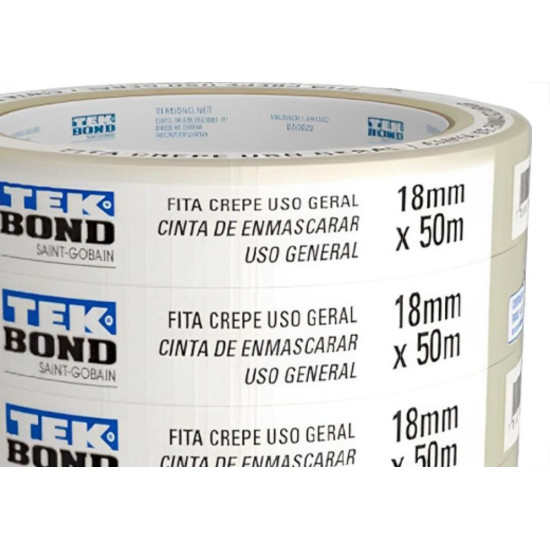 Fita Crepe Tek Bond 18Mm X 50Mt - Kit C/5 RL